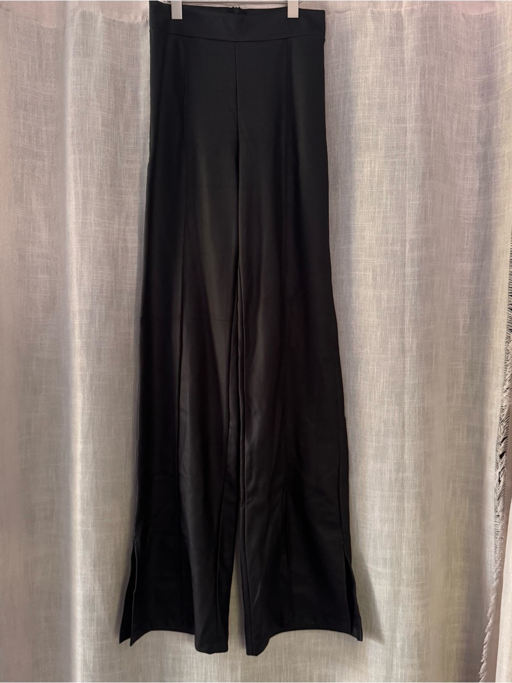 Faux black leather high waisted pants size large long